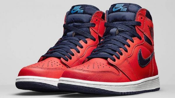 Nike Air Jordan 1 Retro High Tops Og David Letterman Sko Herre Rød Marineblå
