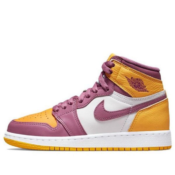 Nike Air Jordan 1 Retro High Tops Og Gs Basketsko Herre Gul Lilla Hvite