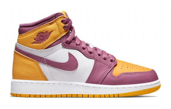 Nike Air Jordan 1 Retro High Tops Og Gs Basketsko Herre Gul Lilla Hvite