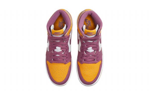 Nike Air Jordan 1 Retro High Tops Og Gs Basketsko Herre Gul Lilla Hvite