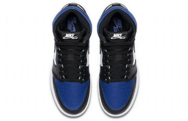 Nike Air Jordan 1 Retro High Tops Og Gs Basketsko Herre Svarte Hvite Blå