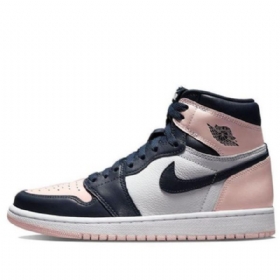 Nike Air Jordan 1 Retro High Tops Og Se Basketball Shoes Dame Marineblå Rosa Hvite