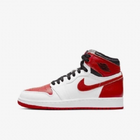 Nike Air Jordan 1 Retro High Tops Og Sko Barn Hvite Svarte Rød