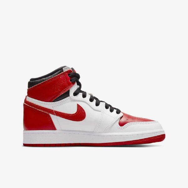 Nike Air Jordan 1 Retro High Tops Og Sko Barn Hvite Svarte Rød