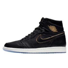 Nike Air Jordan 1 Retro High Tops Og Sko Herre Svarte Gull