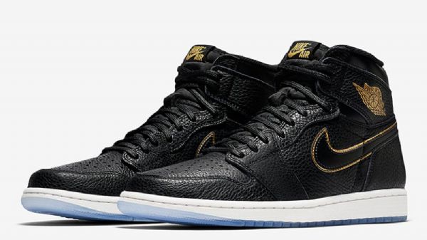 Nike Air Jordan 1 Retro High Tops Og Sko Herre Svarte Gull