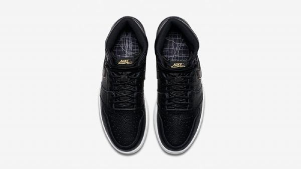 Nike Air Jordan 1 Retro High Tops Og Sko Herre Svarte Gull