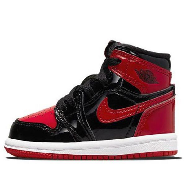 Nike Air Jordan 1 Retro High Tops Og Td Basketball Shoes Barn Hvite Rød