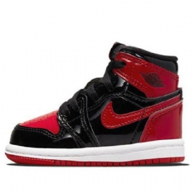 Nike Air Jordan 1 Retro High Tops Og Td Basketball Shoes Barn Hvite Rød
