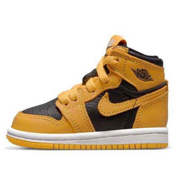 Nike Air Jordan 1 Retro High Tops Og Td Sko Barn Gul Hvite