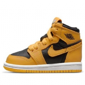 Nike Air Jordan 1 Retro High Tops Og Td Sko Barn Gul Hvite