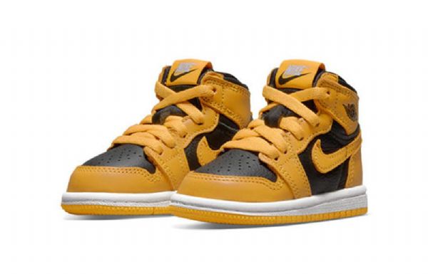 Nike Air Jordan 1 Retro High Tops Og Td Sko Barn Gul Hvite