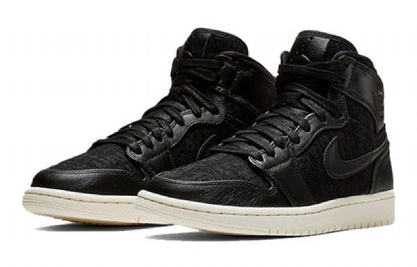 Nike Air Jordan 1 Retro High Tops Premium Basketball Shoes Dame Svarte