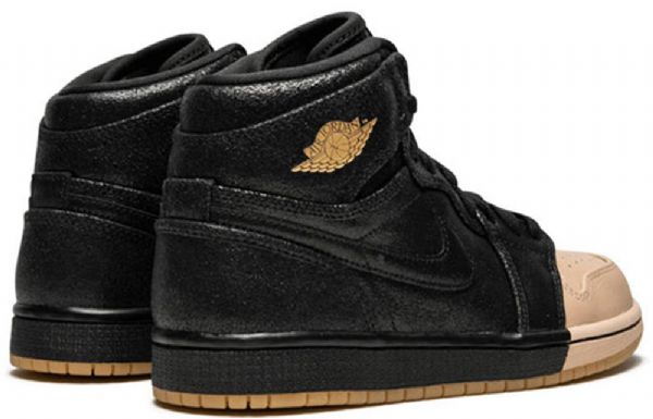 Nike Air Jordan 1 Retro High Tops Premium Basketball Shoes Dame Svarte Khaki