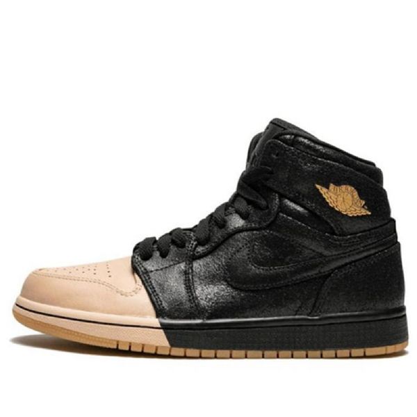 Nike Air Jordan 1 Retro High Tops Premium Basketball Shoes Dame Svarte Khaki