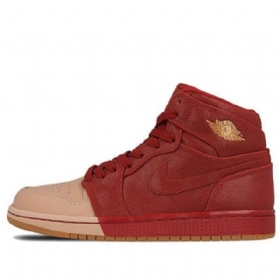 Nike Air Jordan 1 Retro High Tops Premium Basketball Shoes Dame Svarte Khaki