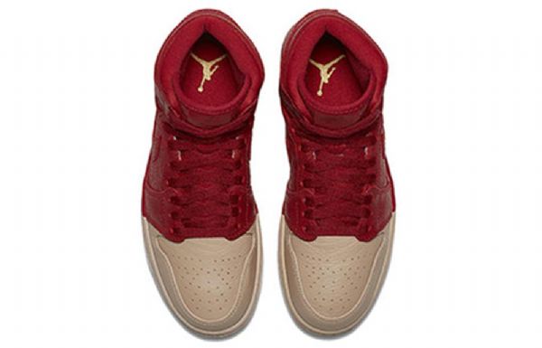 Nike Air Jordan 1 Retro High Tops Premium Basketball Shoes Dame Svarte Khaki