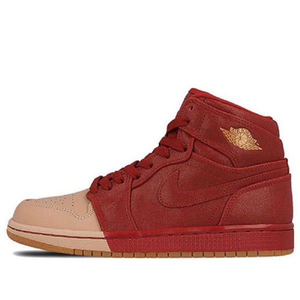 Nike Air Jordan 1 Retro High Tops Premium Basketball Shoes Dame Svarte Khaki