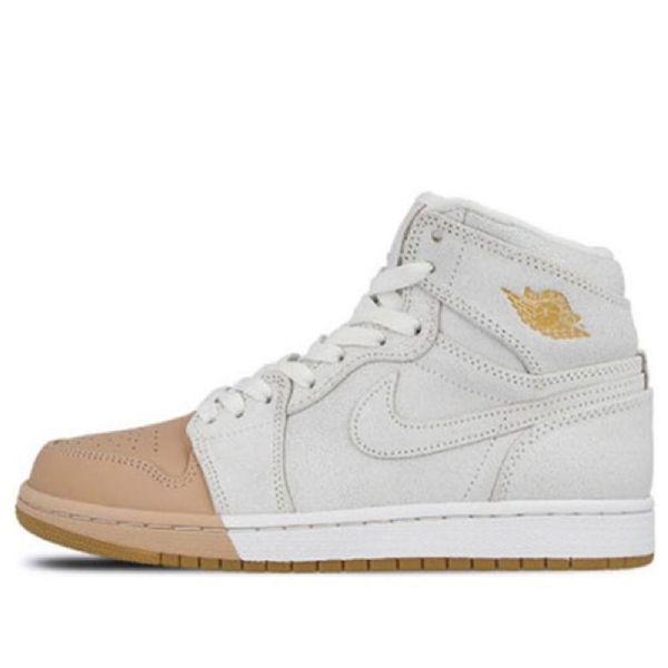 Nike Air Jordan 1 Retro High Tops Premium Basketball Shoes Dame Svarte Khaki