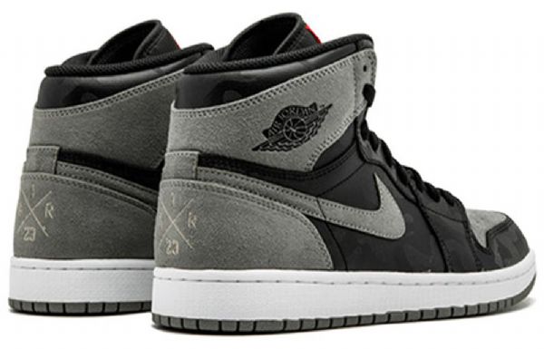 Nike Air Jordan 1 Retro High Tops Premium Basketball Shoes Herre Svarte Grå Camouflage