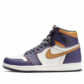 Nike Air Jordan 1 Retro High Tops Sb Basketball Shoes Herre Lilla Hvite Gul