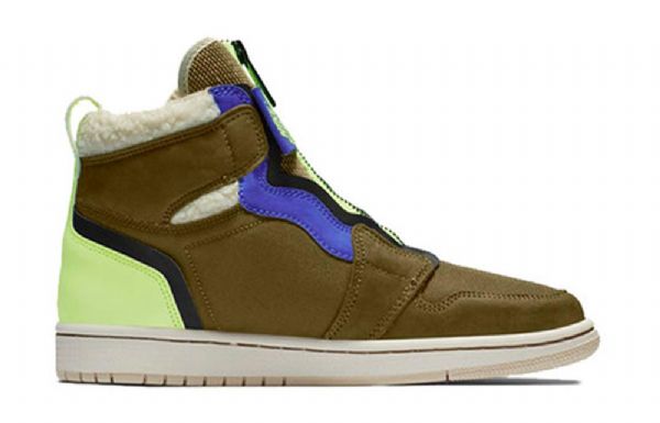Nike Air Jordan 1 Retro High Tops Zip Basketball Shoes Dame Armygreen