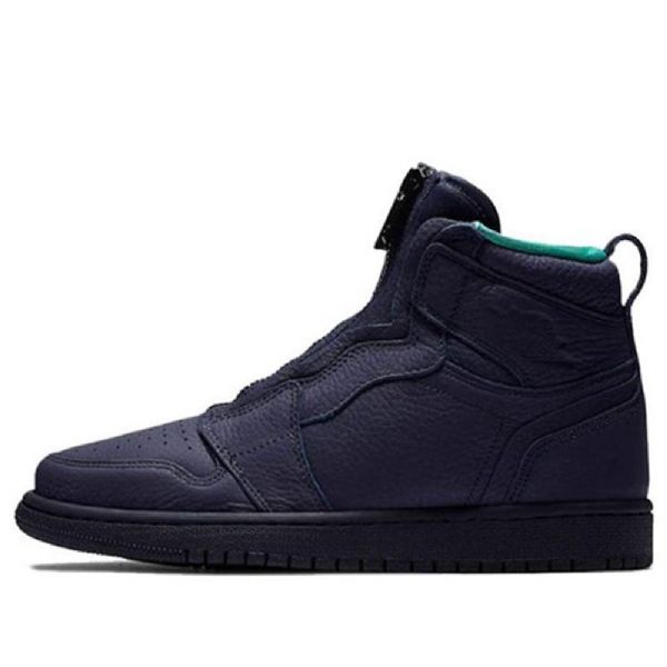 Nike Air Jordan 1 Retro High Tops Zip Basketball Shoes Dame Blå