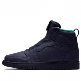 Nike Air Jordan 1 Retro High Tops Zip Basketball Shoes Dame Blå