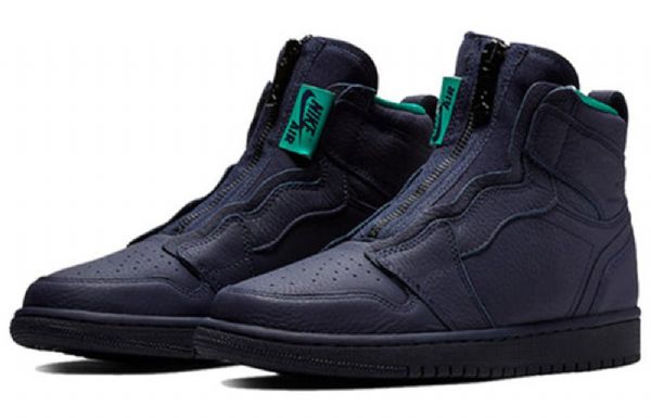 Nike Air Jordan 1 Retro High Tops Zip Basketball Shoes Dame Blå