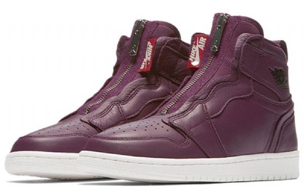 Nike Air Jordan 1 Retro High Tops Zip Basketball Shoes Dame Burgunder