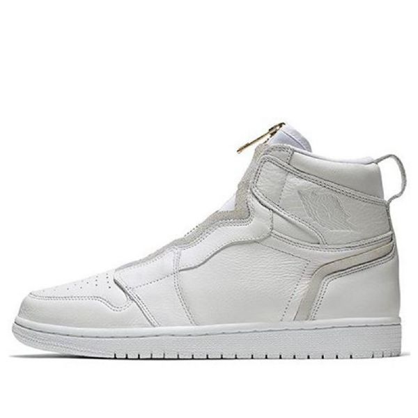 Nike Air Jordan 1 Retro High Tops Zip Basketball Shoes Dame Hvite