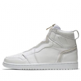 Nike Air Jordan 1 Retro High Tops Zip Basketball Shoes Dame Hvite