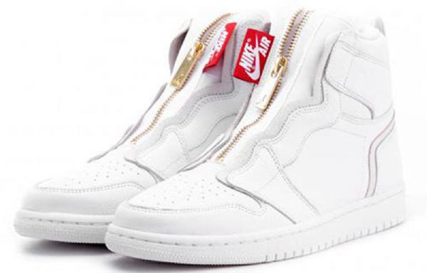 Nike Air Jordan 1 Retro High Tops Zip Basketball Shoes Dame Hvite