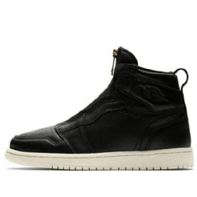 Nike Air Jordan 1 Retro High Tops Zip Basketball Shoes Dame Svarte
