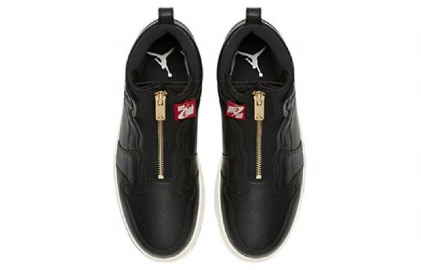 Nike Air Jordan 1 Retro High Tops Zip Basketball Shoes Dame Svarte