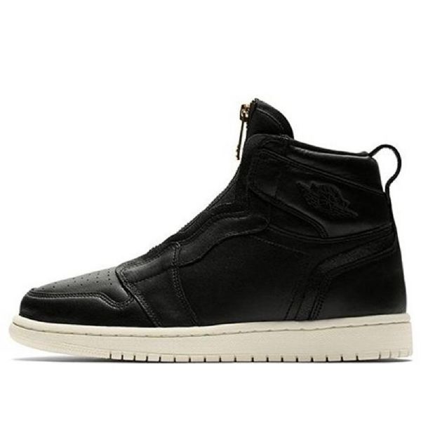 Nike Air Jordan 1 Retro High Tops Zip Basketball Shoes Dame Svarte