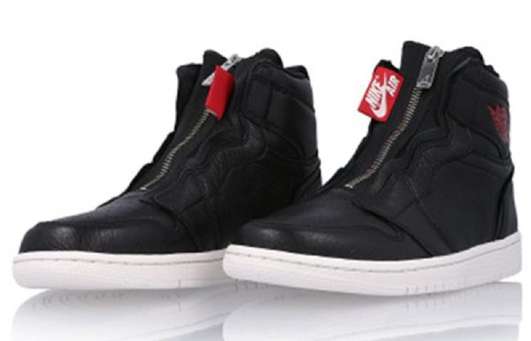 Nike Air Jordan 1 Retro High Tops Zip Basketball Shoes Dame Svarte