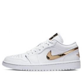Nike Air Jordan 1 Retro Low Tops Basketball Shoes Dame Hvite Gull