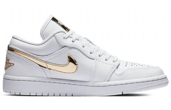 Nike Air Jordan 1 Retro Low Tops Basketball Shoes Dame Hvite Gull