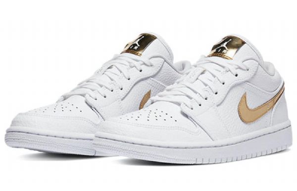 Nike Air Jordan 1 Retro Low Tops Basketball Shoes Dame Hvite Gull