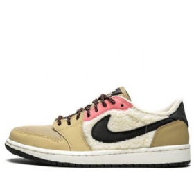 Nike Air Jordan 1 Retro Low Tops Fleece Basketball Shoes Dame Beige
