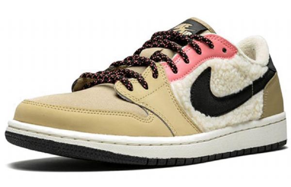 Nike Air Jordan 1 Retro Low Tops Fleece Basketball Shoes Dame Beige