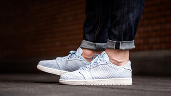 Nike Air Jordan Air 1 Retro Low Tops No Swoosh Ice Sko Herre Blå