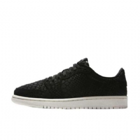 Nike Air Jordan 1 Retro Low Tops No Swoosh Sko Herre Svarte