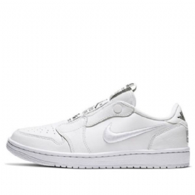 Nike Air Jordan 1 Retro Low Tops Slip Basketball Shoes Dame Hvite