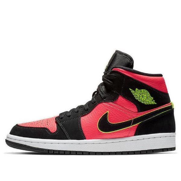 Nike Air Jordan 1 Retro Mid Tops Basketball Shoes Dame Svarte Rød