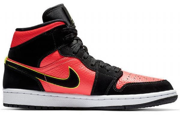 Nike Air Jordan 1 Retro Mid Tops Basketball Shoes Dame Svarte Rød