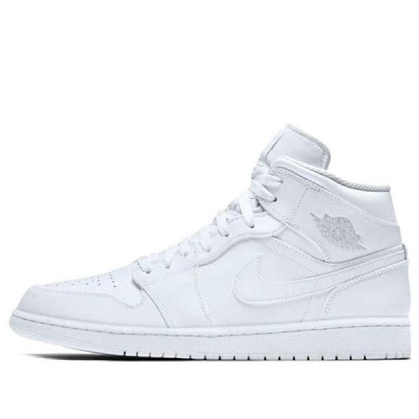 Nike Air Jordan 1 Retro Mid Tops Basketball Shoes Herre Hvite