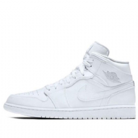 Nike Air Jordan 1 Retro Mid Tops Basketball Shoes Herre Hvite