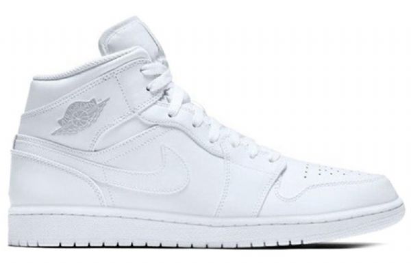 Nike Air Jordan 1 Retro Mid Tops Basketball Shoes Herre Hvite